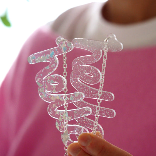 Holographic "hello" Necklace