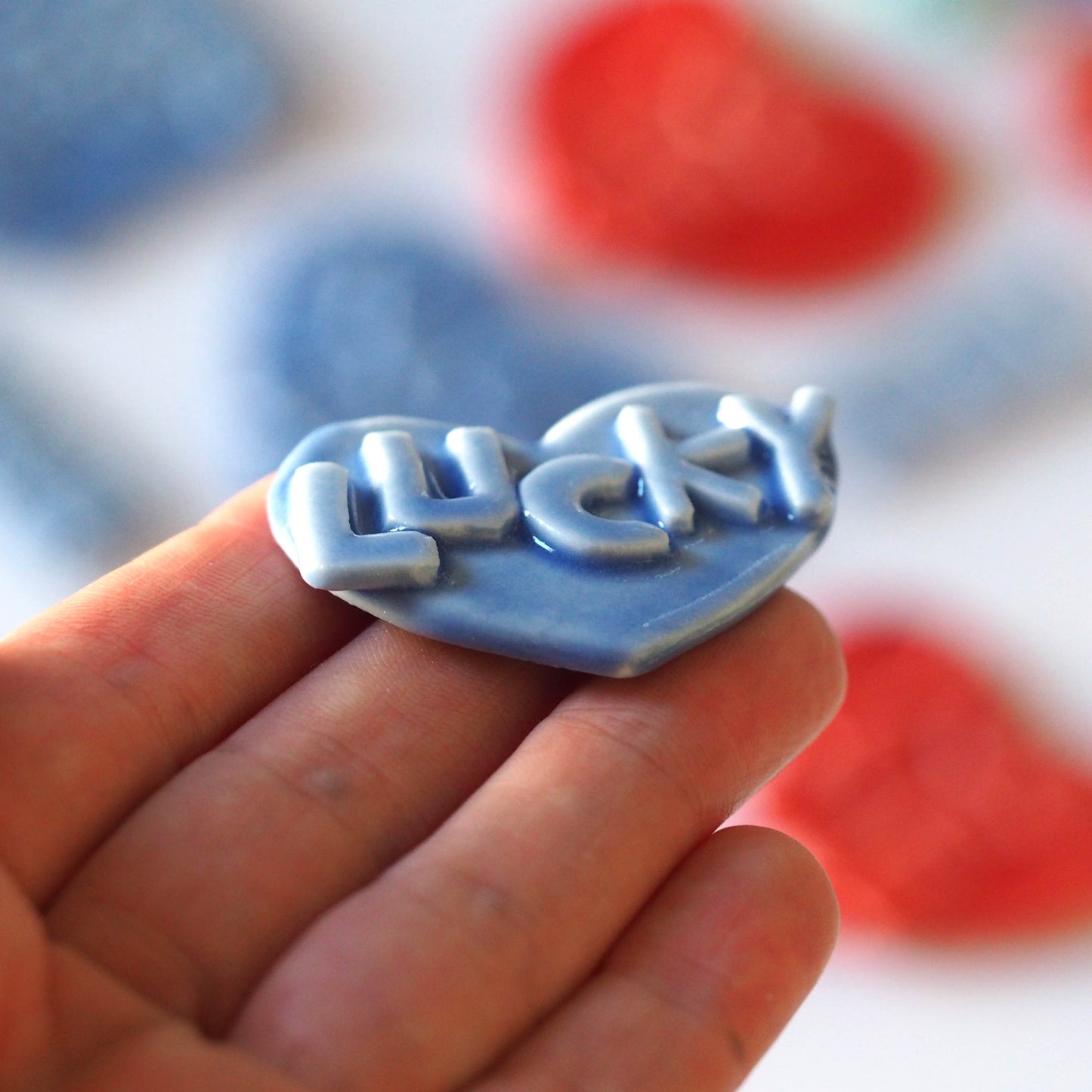 Lucky Heart Porcelain Brooch