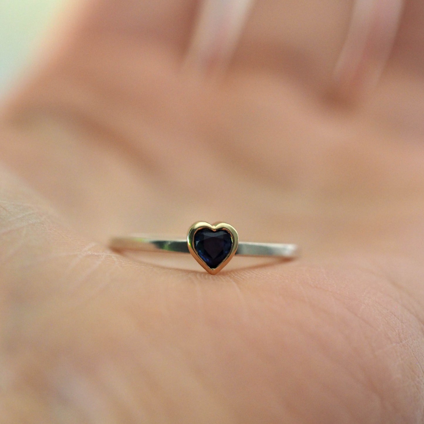 Blue Sapphire Heart Ring