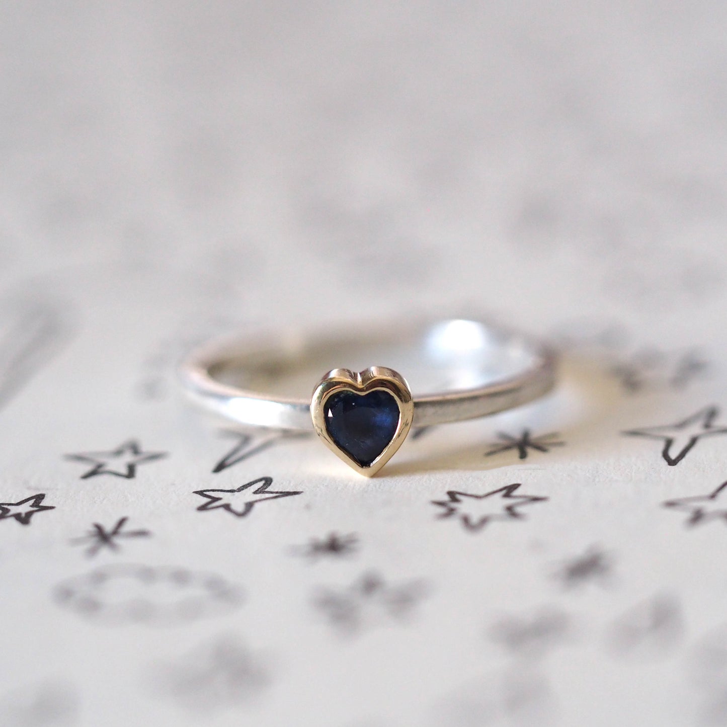 Blue Sapphire Heart Ring
