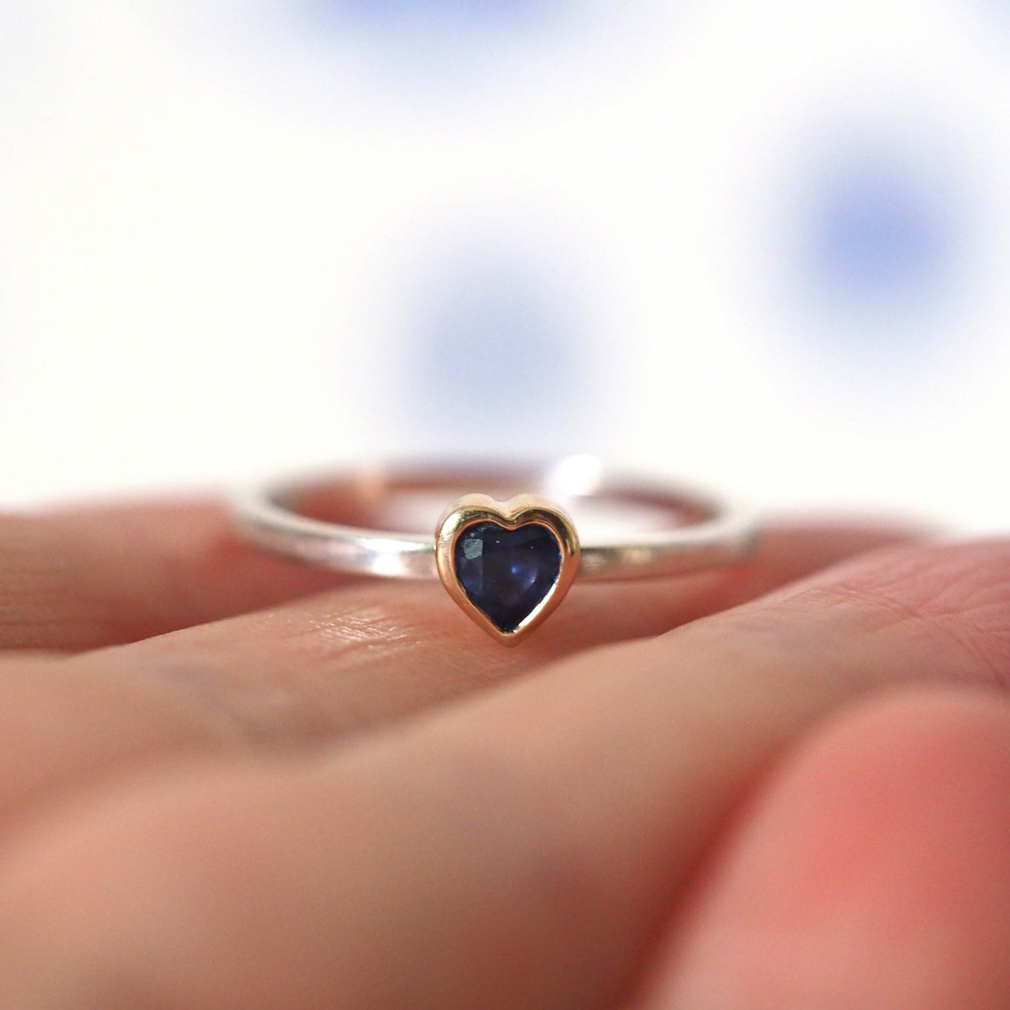 Blue Sapphire Heart Ring
