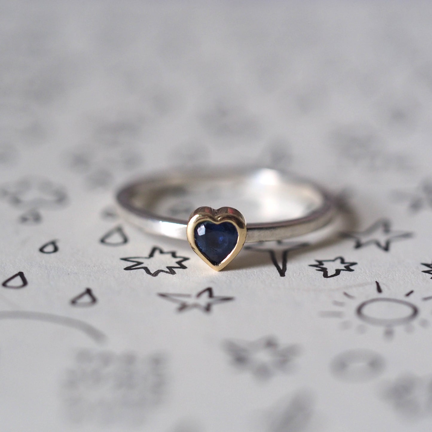 Blue Sapphire Heart Ring
