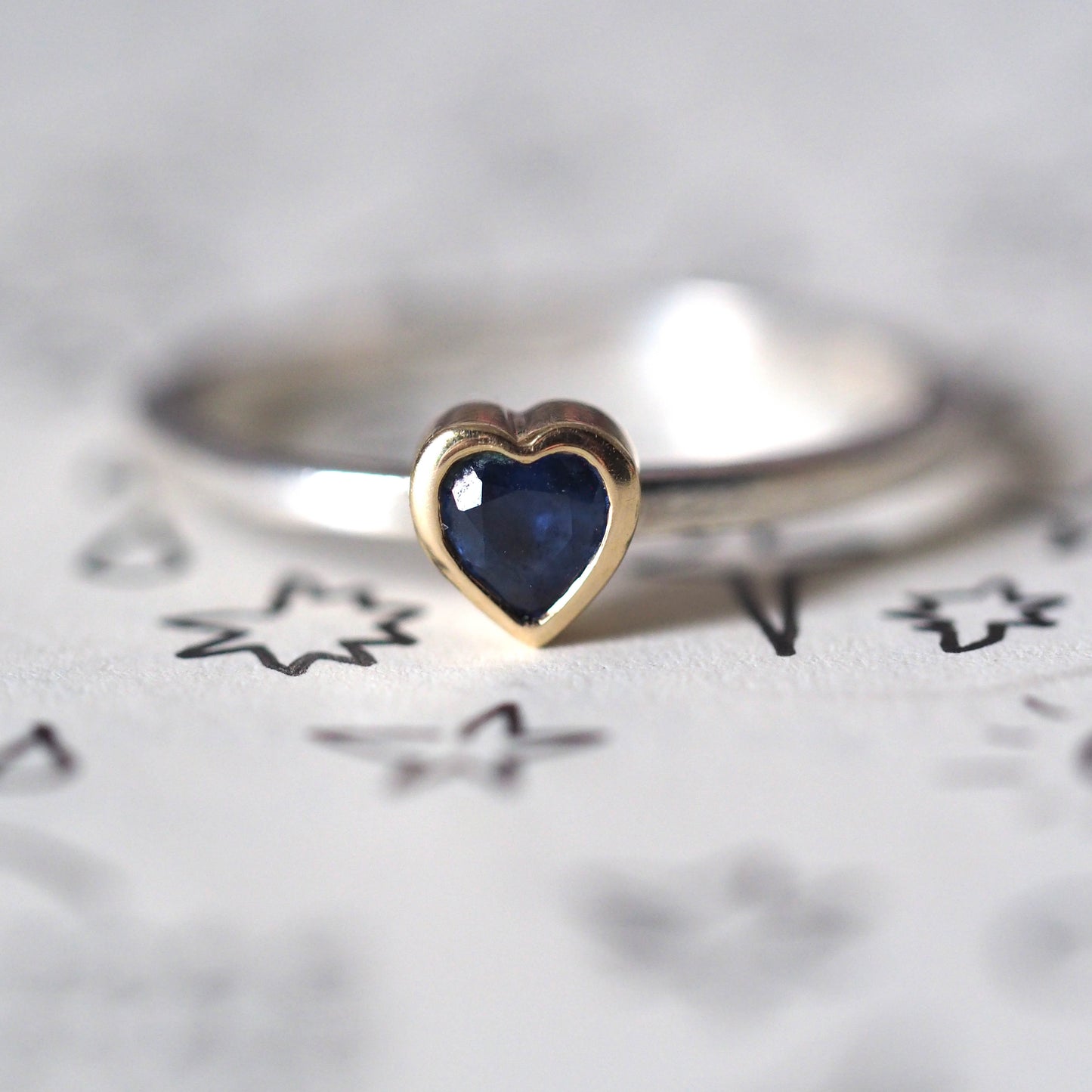 Blue Sapphire Heart Ring