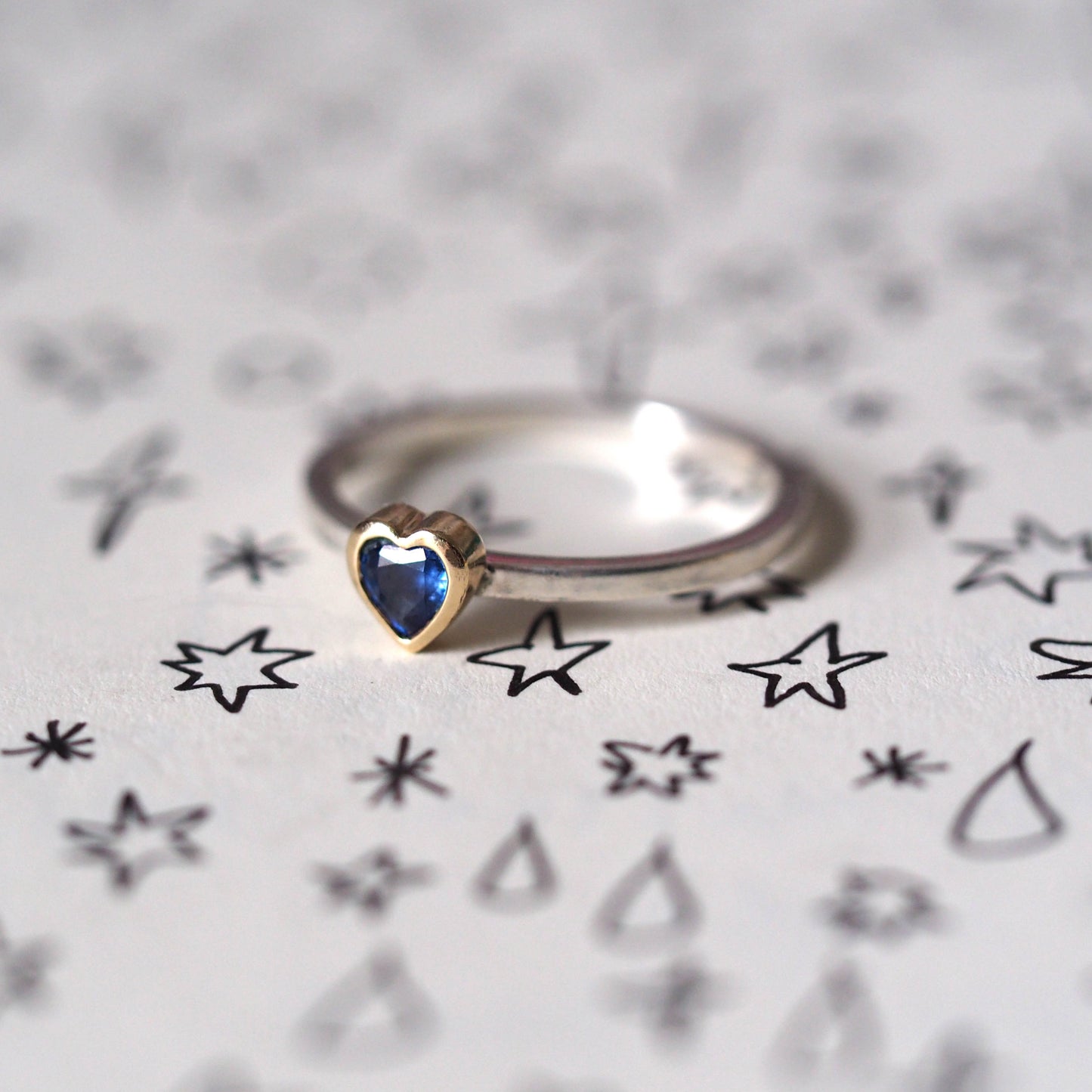 Blue Sapphire Heart Ring