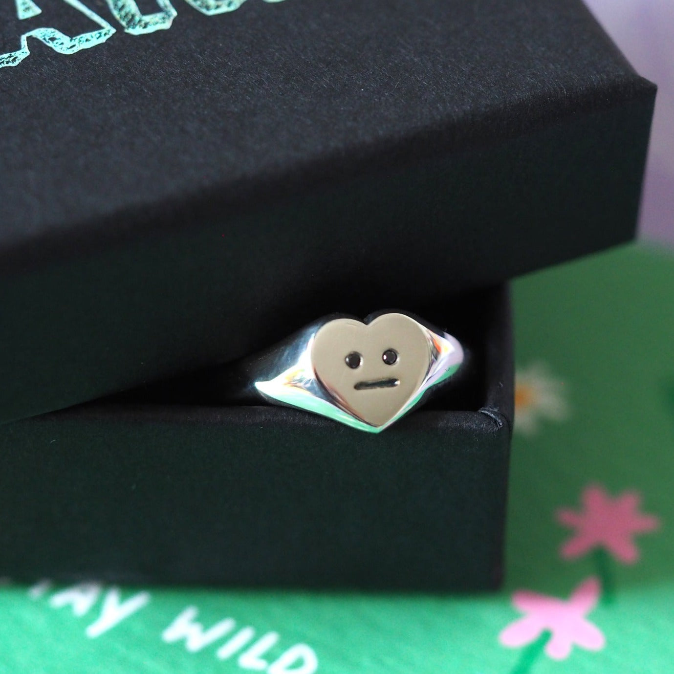 Heart Face Signet Ring