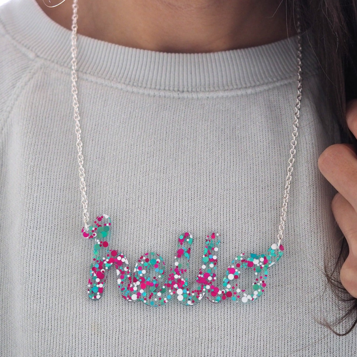 Confetti "hello" Necklace