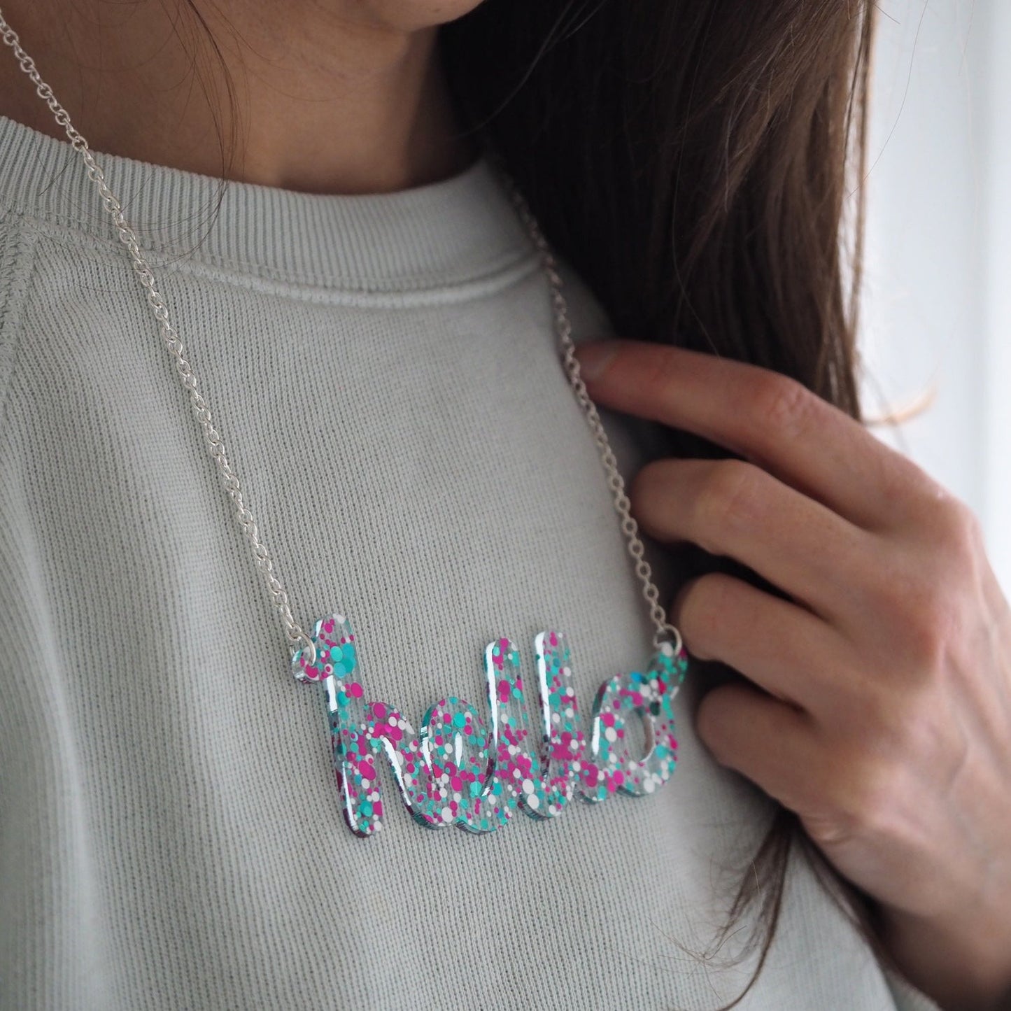 Confetti "hello" Necklace