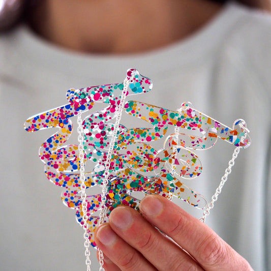 Confetti "hello" Necklace