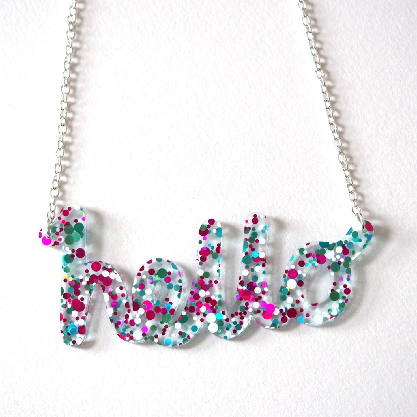 Confetti "hello" Necklace