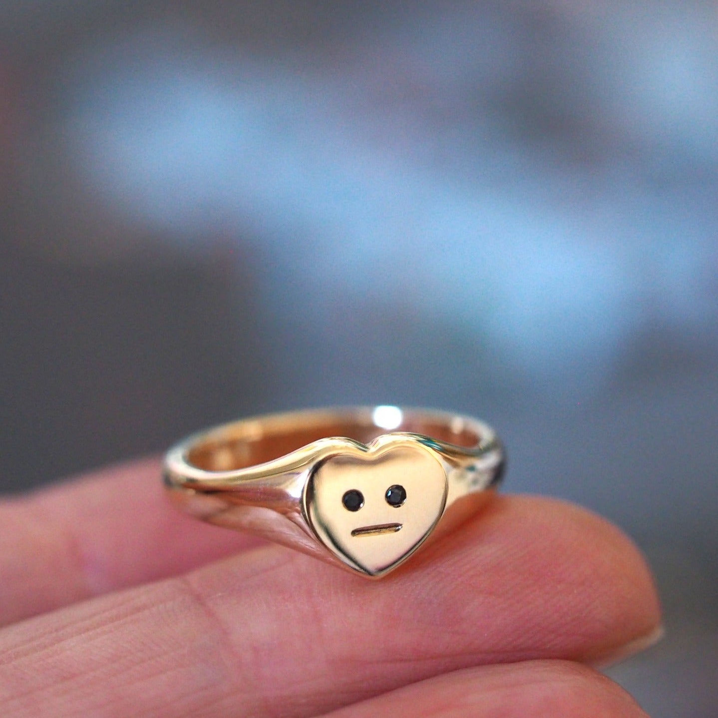 Heart Face Signet Ring