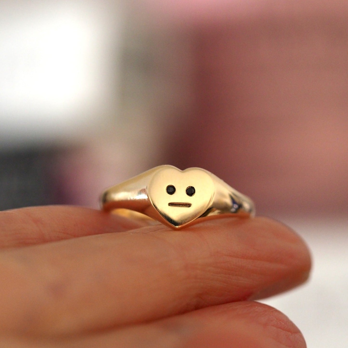 Heart Face Signet Ring