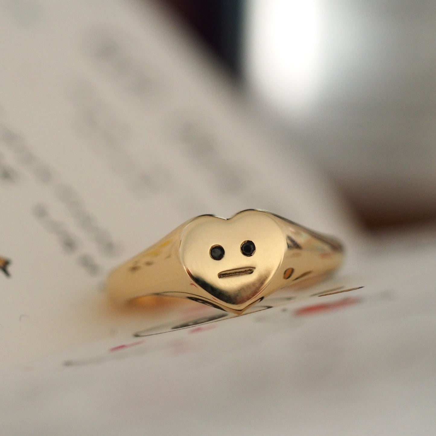Heart Face Signet Ring