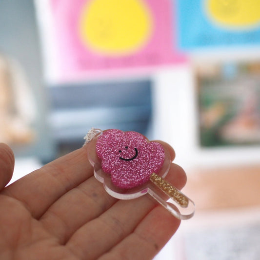 Candy Floss Brooches and Necklace