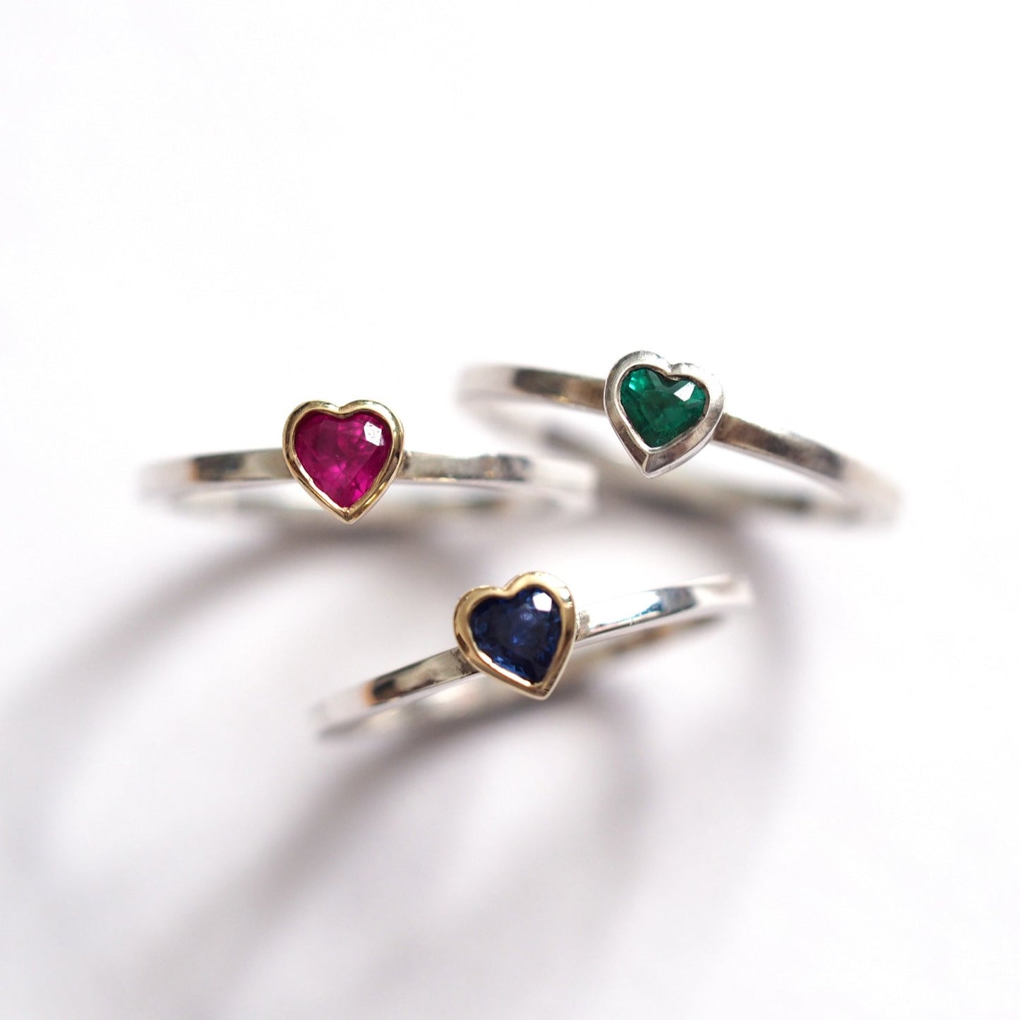 Heart Ring - Ruby, Sapphire or Emerald