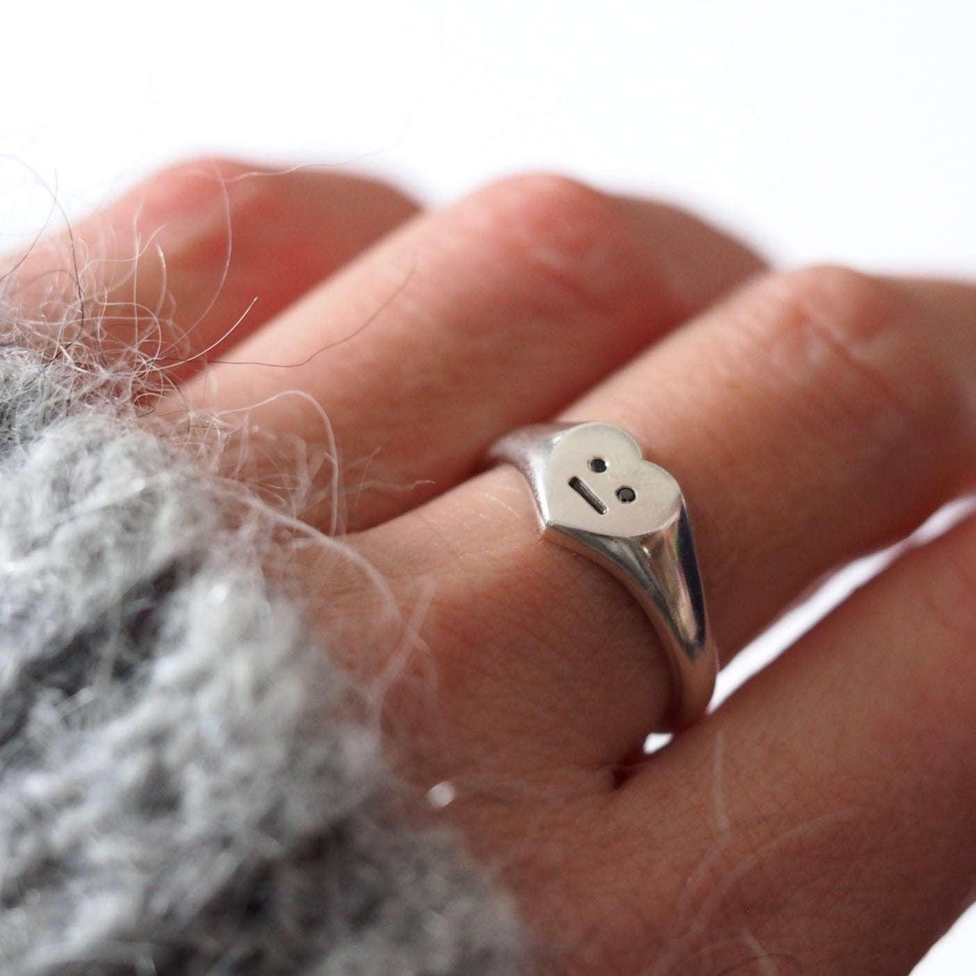 Heart Face Signet Ring