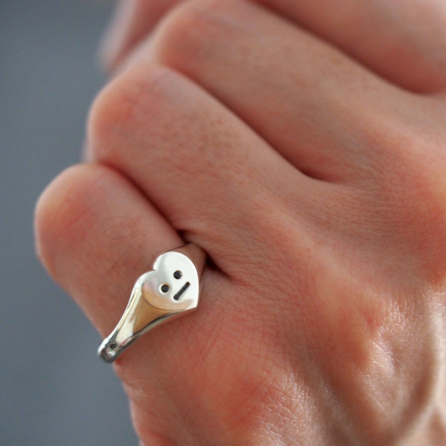 Heart Face Signet Ring
