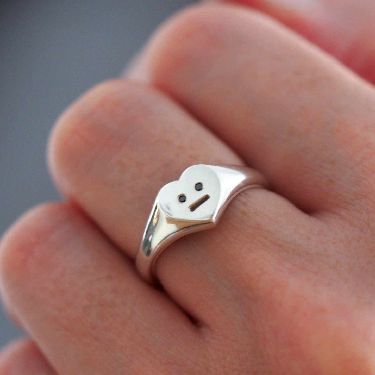 Heart Face Signet Ring