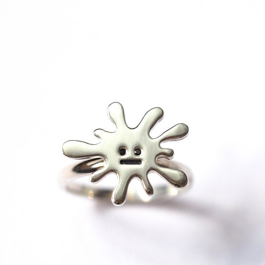 Paint Splat Ring - Sterling Silver and Black Diamonds