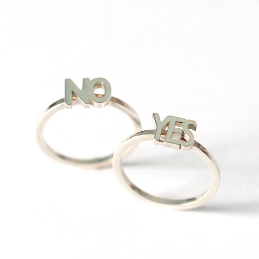 Yes and No Recycled Silver Rings