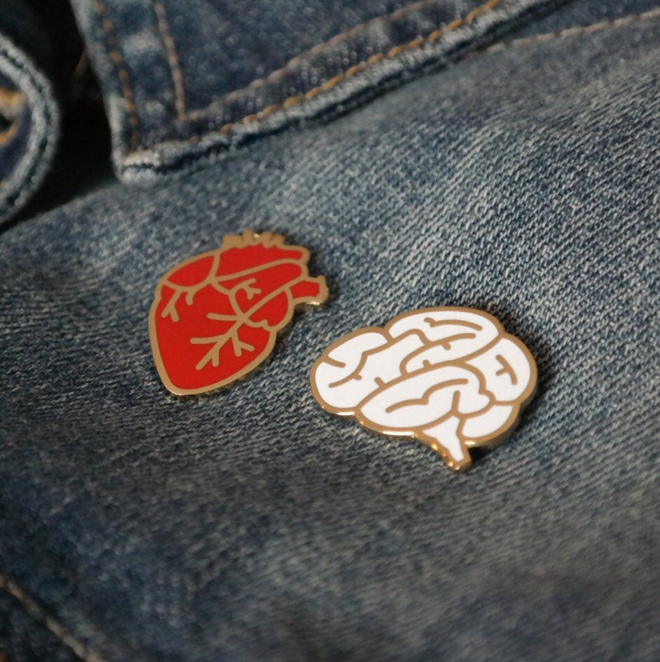 Heart and Brain Enamel Pins