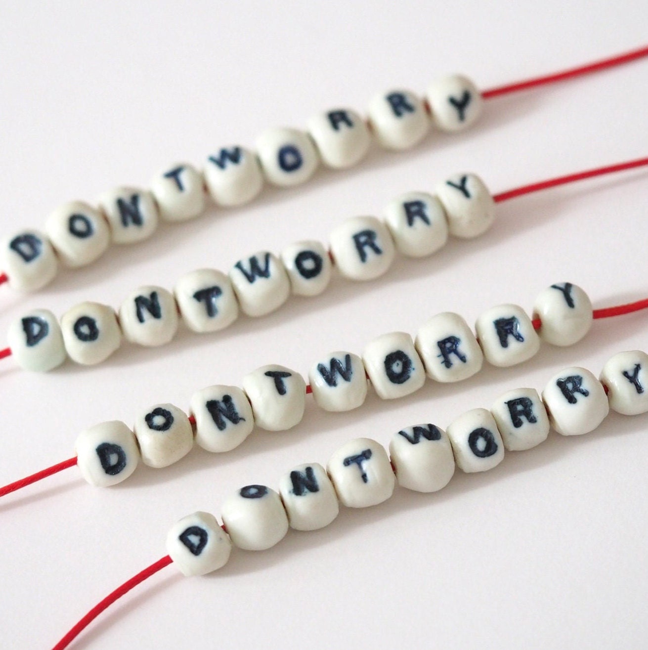 Don't Worry - Porcelain Bead Necklace
