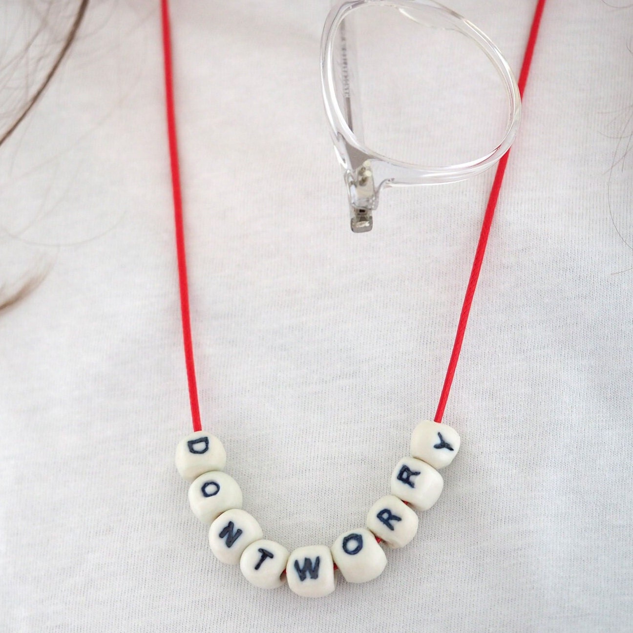 Don't Worry - Porcelain Bead Necklace