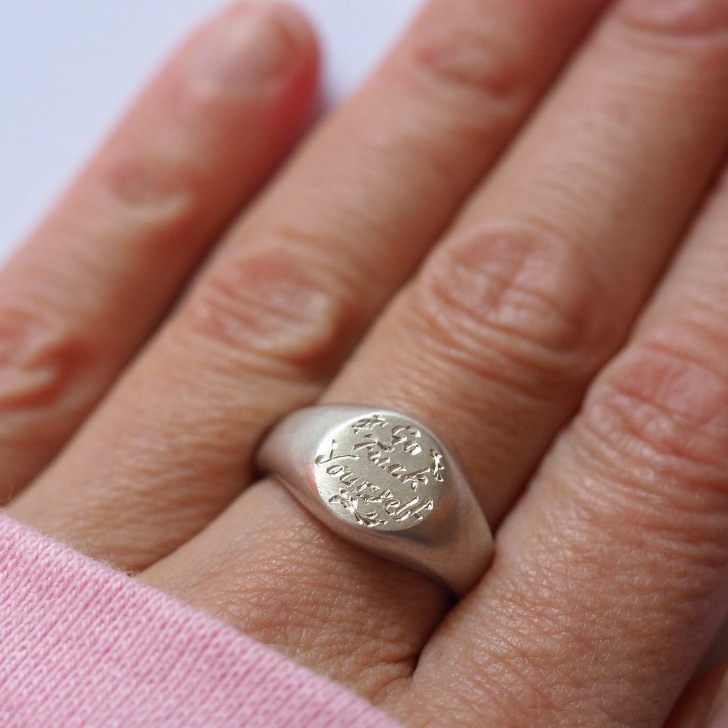 Go F**K Yourself Signet Ring - Recycled 9ct Yellow Gold