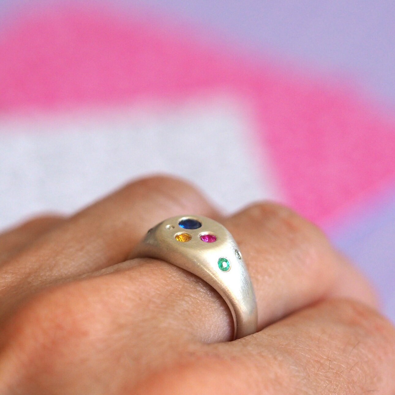 Candy Signet Ring - Recycled Silver and Precious Stones