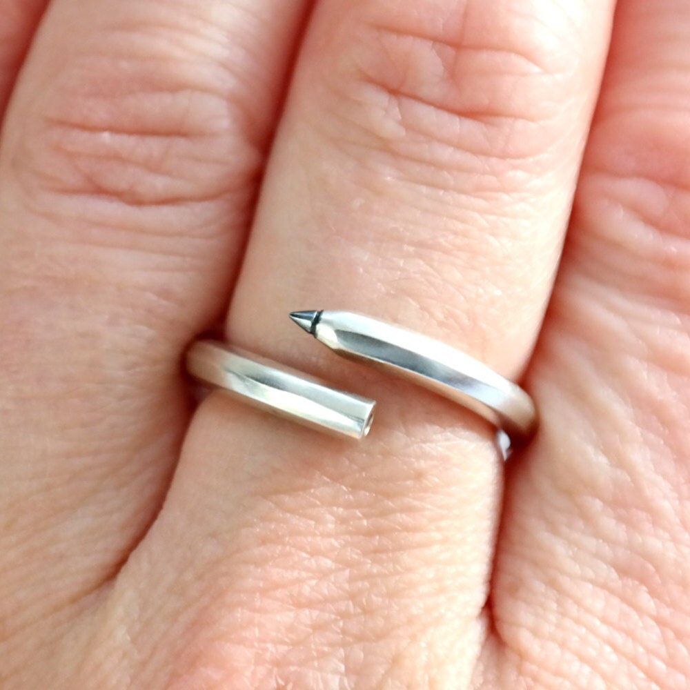 Pencil Ring - Sterling Silver and Black Diamond