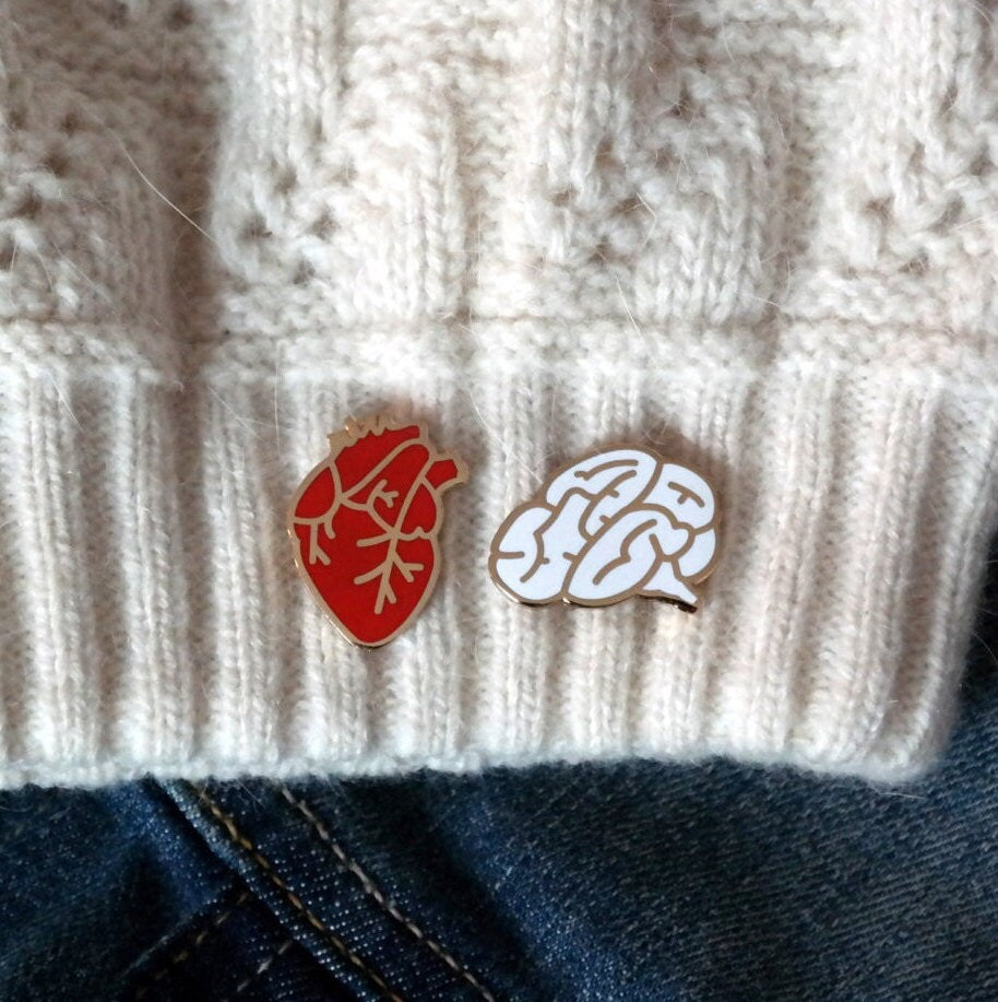 Heart and Brain Enamel Pins