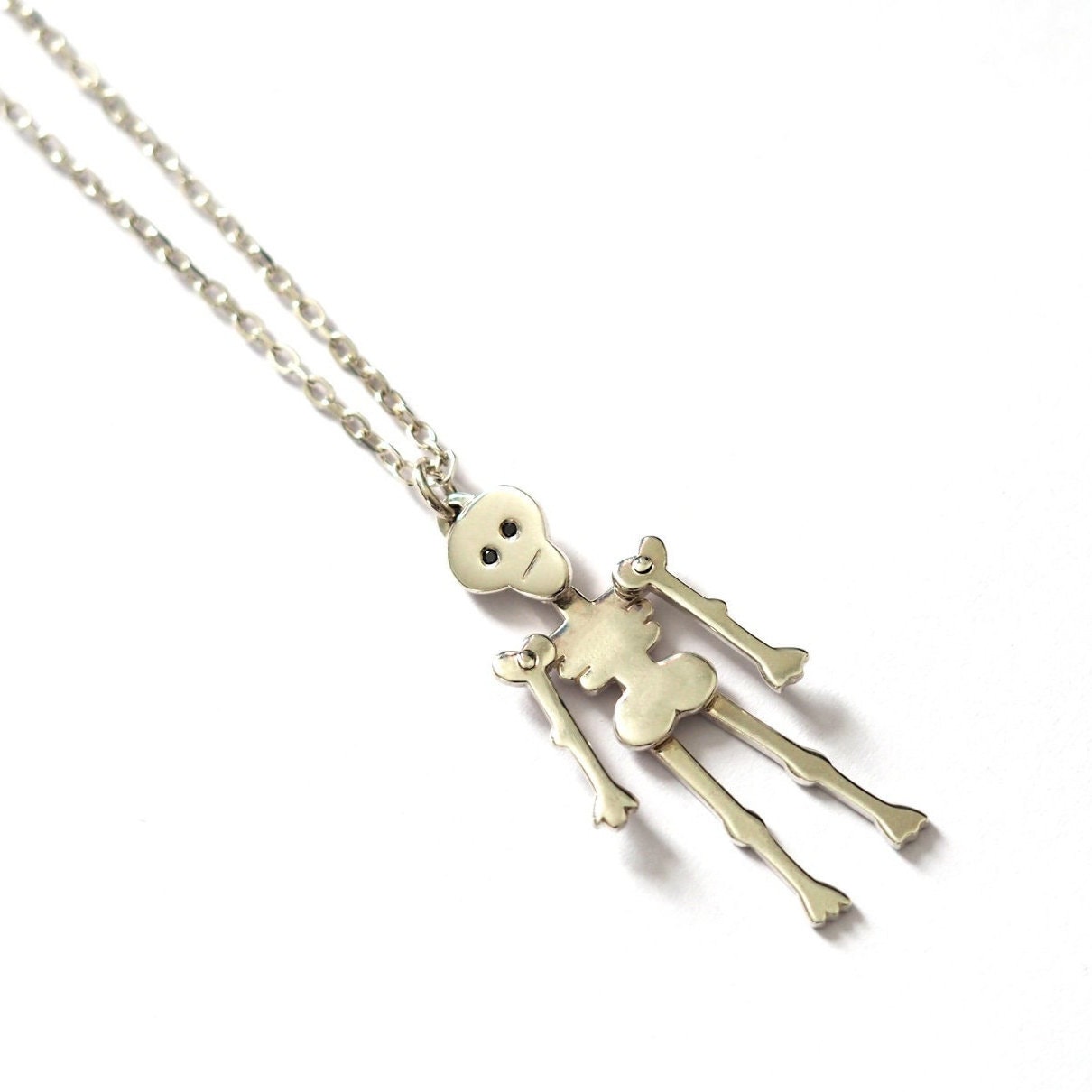 Skeleton Necklace - Sterling Silver and Black Diamonds