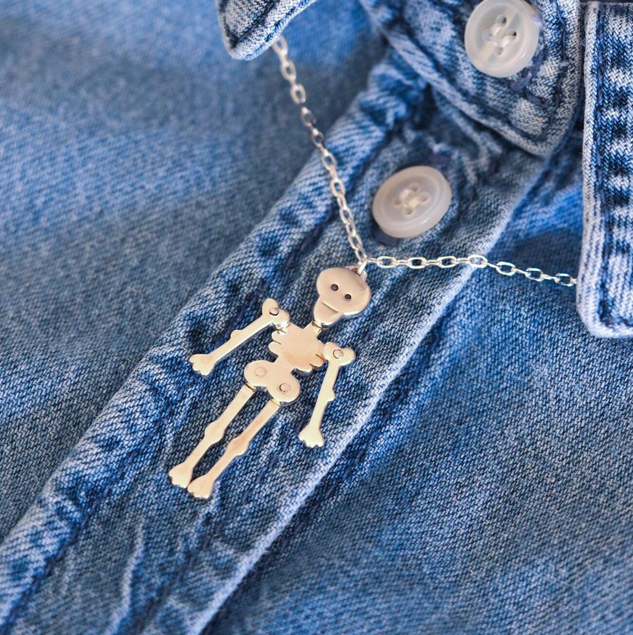 Skeleton Necklace - Sterling Silver and Black Diamonds