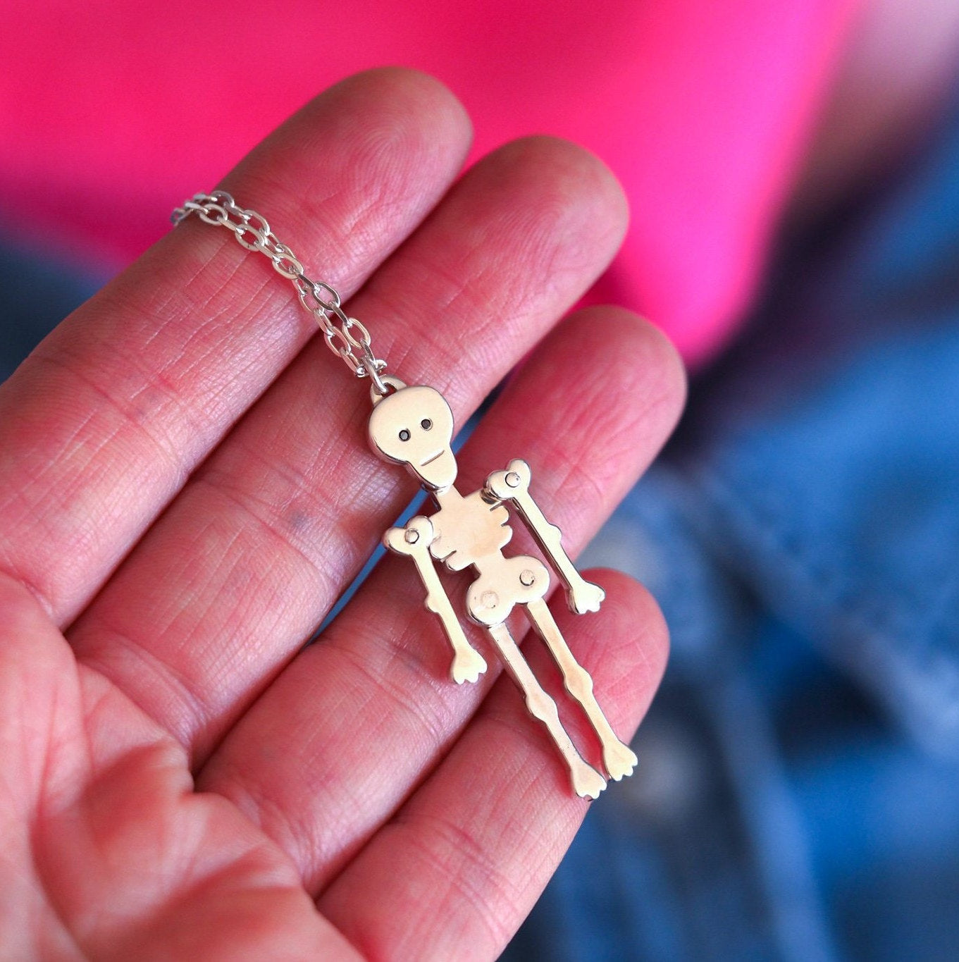 Skeleton Necklace - Sterling Silver and Black Diamonds
