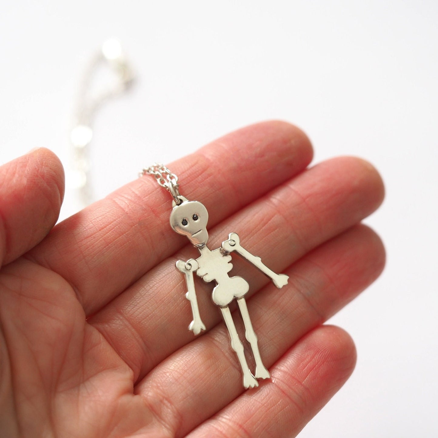 Skeleton Necklace - Sterling Silver and Black Diamonds