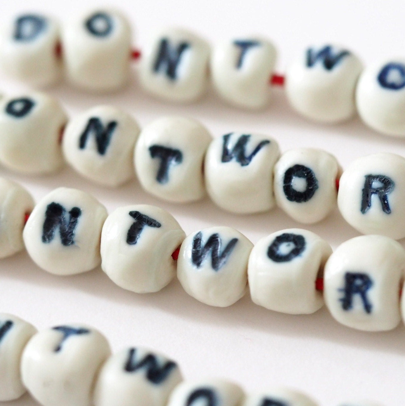 Don't Worry - Porcelain Bead Necklace