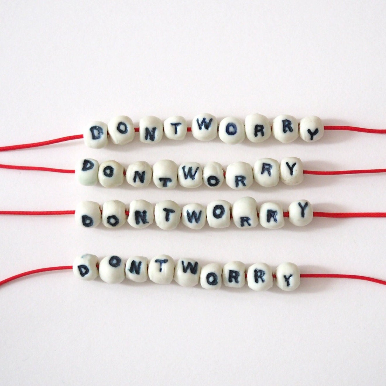 Don't Worry - Porcelain Bead Necklace