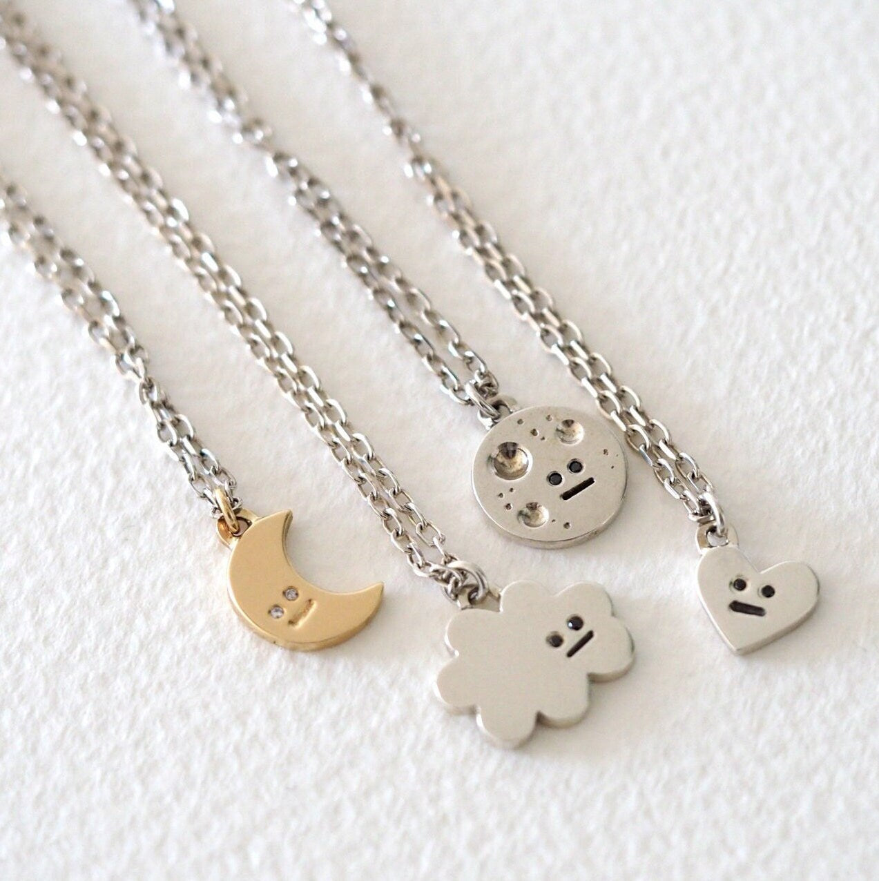 Puffy Cloud Necklace - Recycled Sterling Silver and Black Diamonds