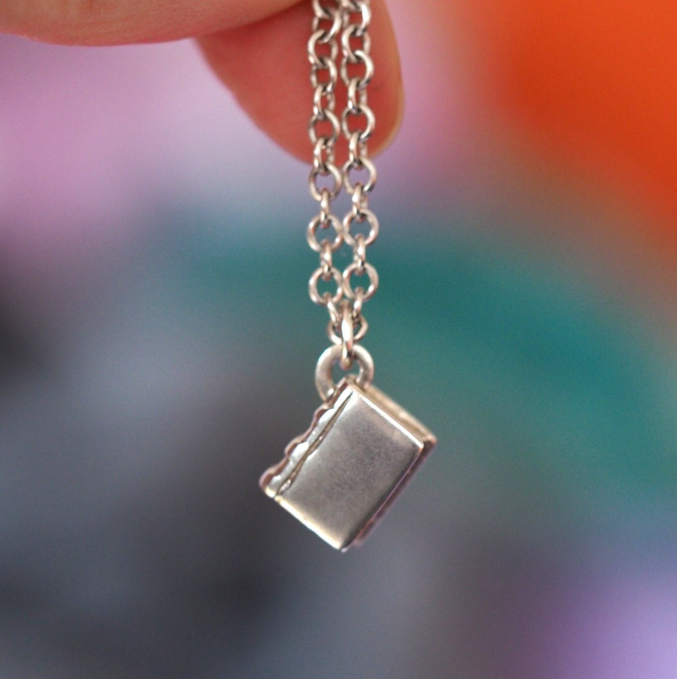 Book Necklace - Sterling Silver