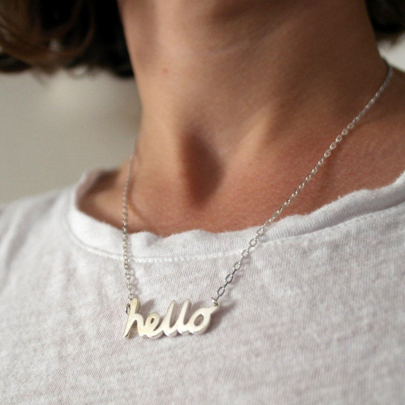 Silver Hello Necklace