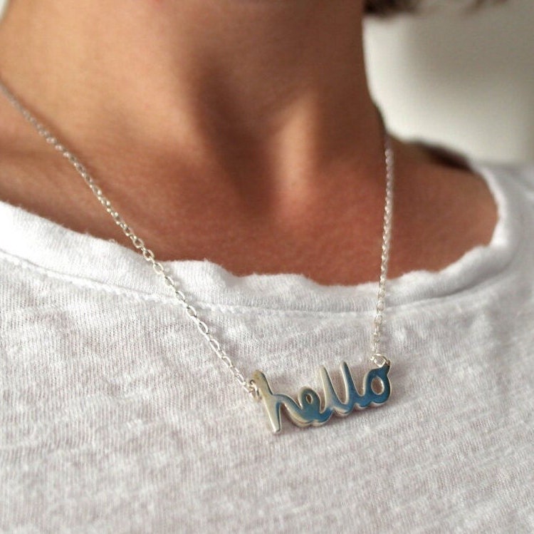 Silver Hello Necklace