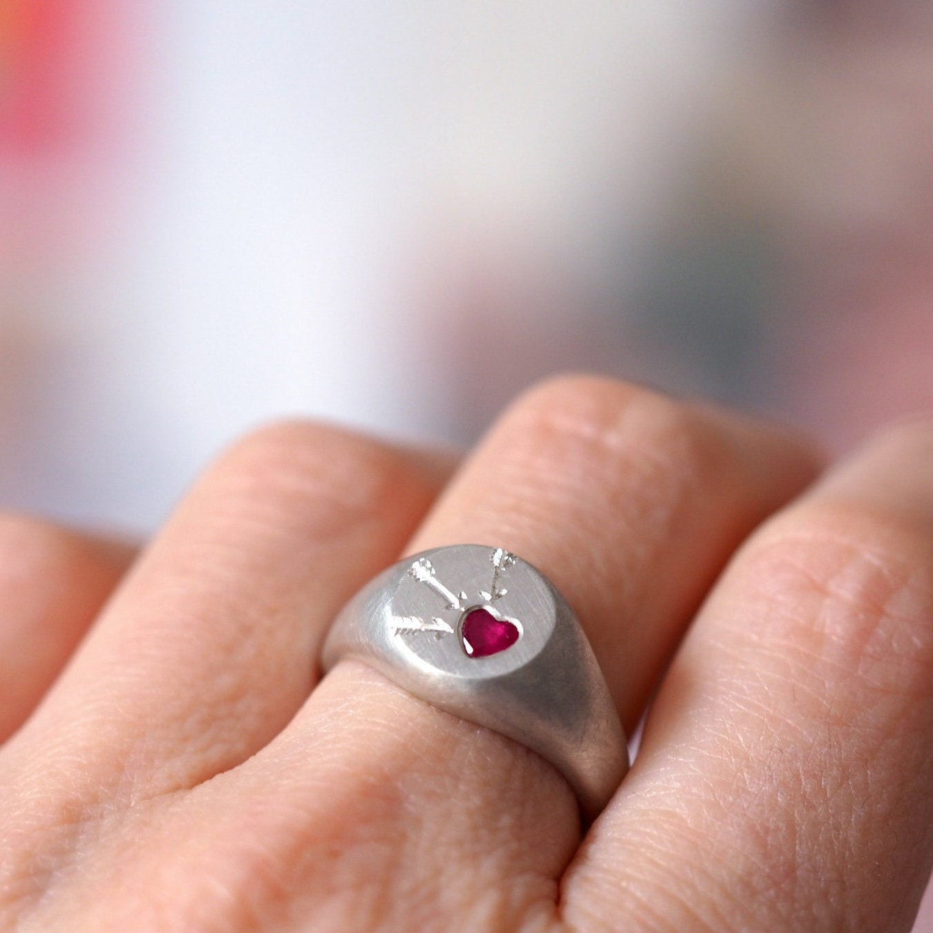 Ruby Heart Signet Ring