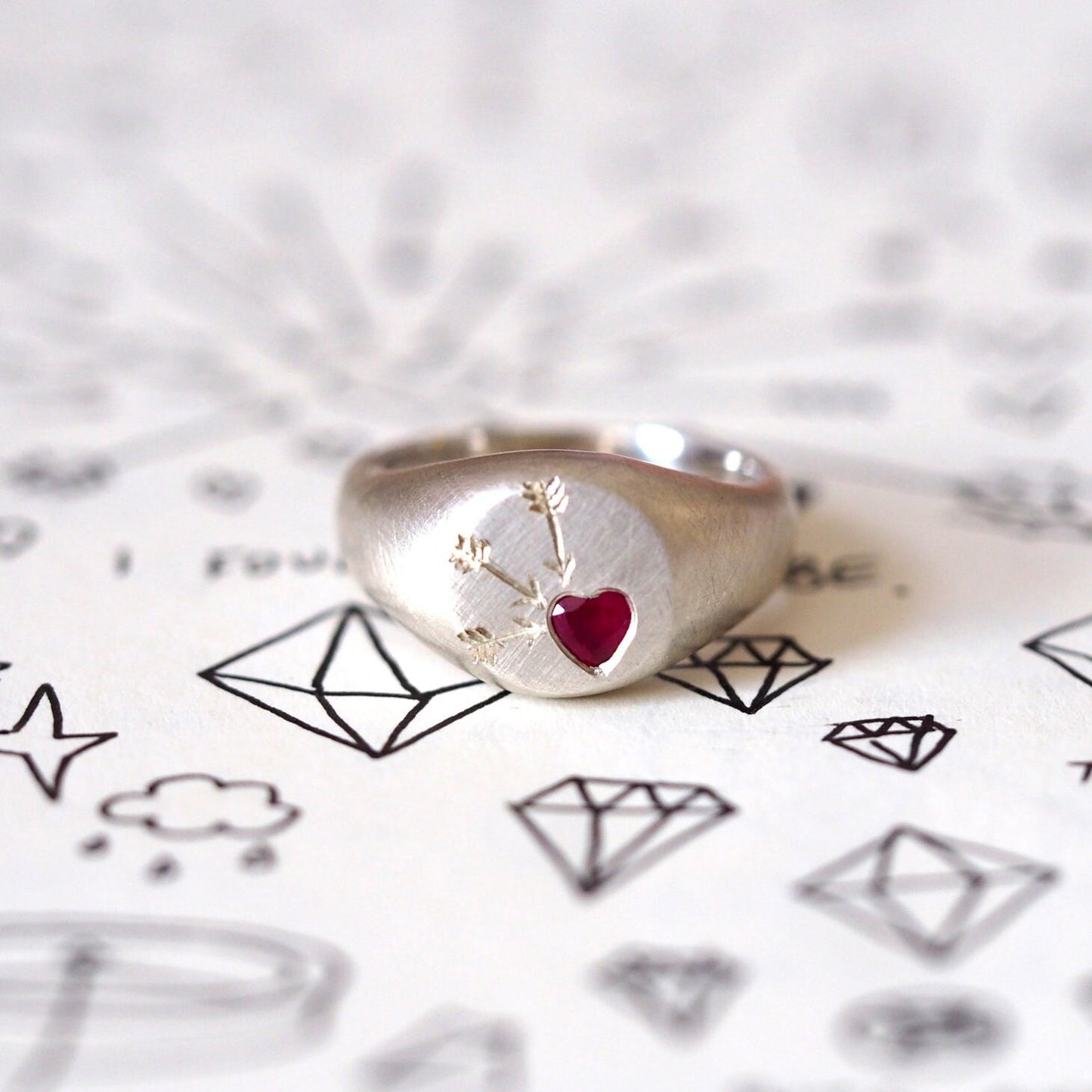 Ruby Heart Signet Ring