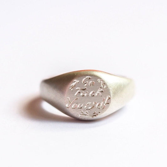Go F**K Yourself Signet Ring - Recycled Sterling Silver