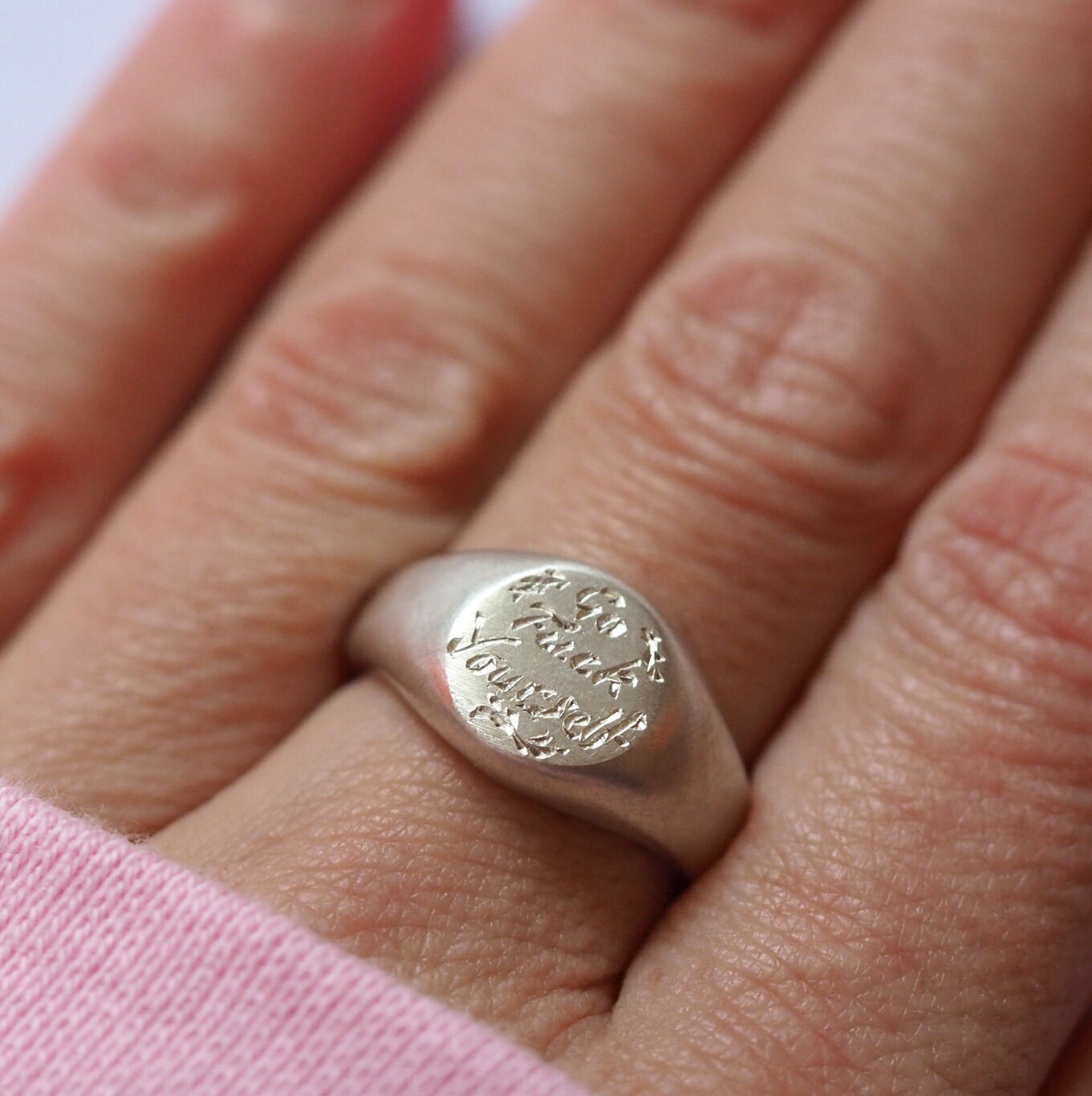 Go F**K Yourself Signet Ring - Recycled Sterling Silver