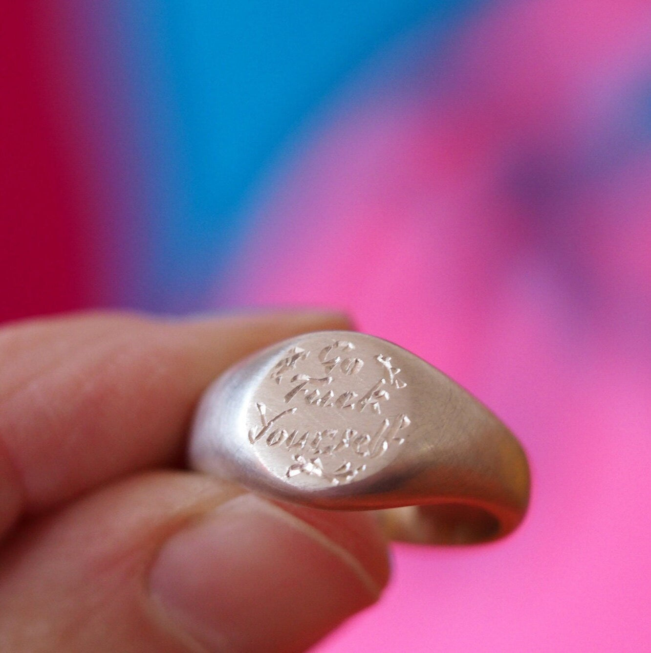 Go F**K Yourself Signet Ring - Recycled Sterling Silver