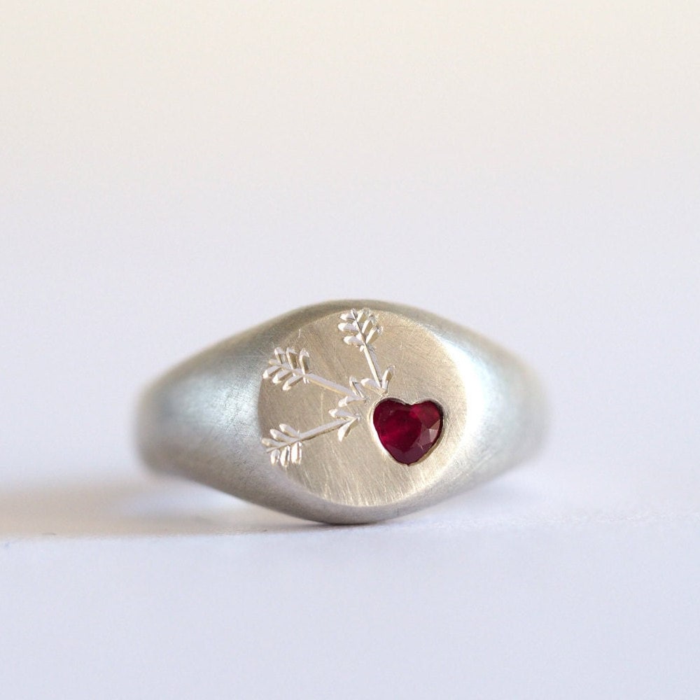 Ruby Heart Signet Ring