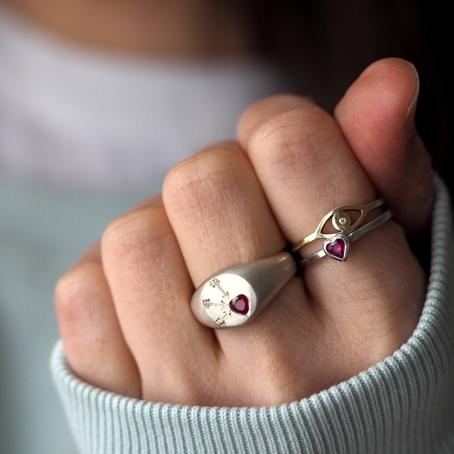 Ruby Heart Signet Ring