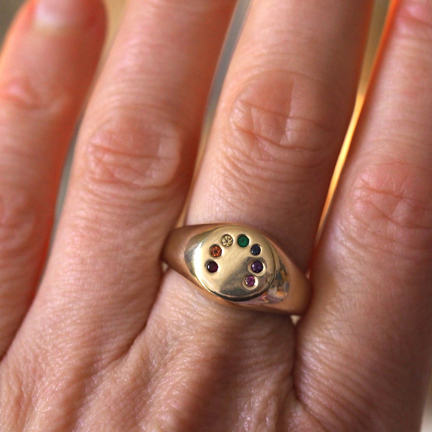 Gold Rainbow Signet Ring