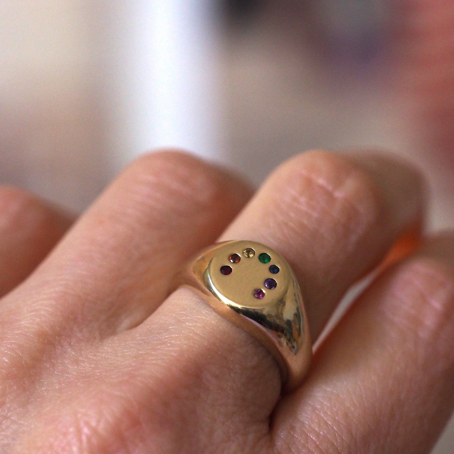 Gold Rainbow Signet Ring