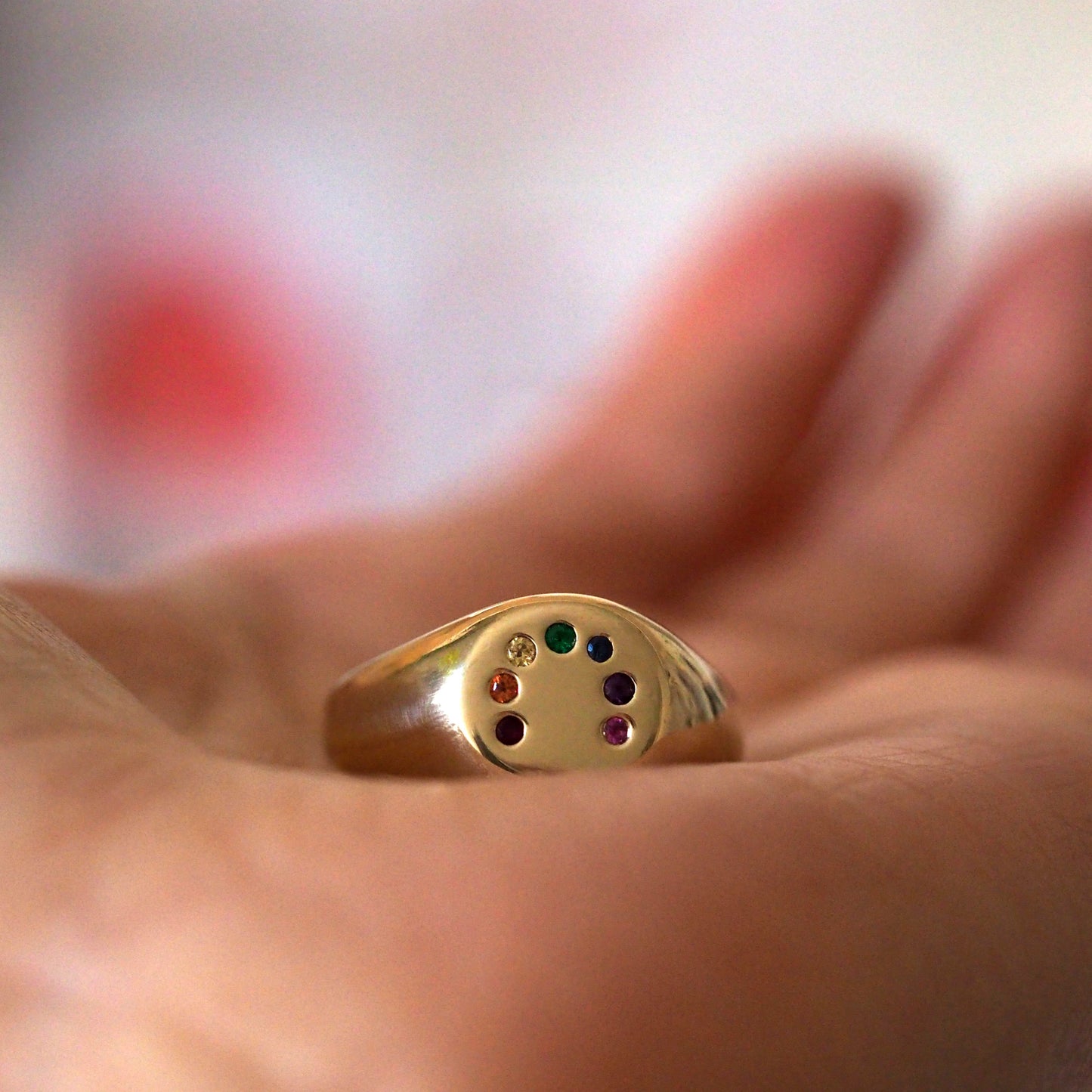 Gold Rainbow Signet Ring